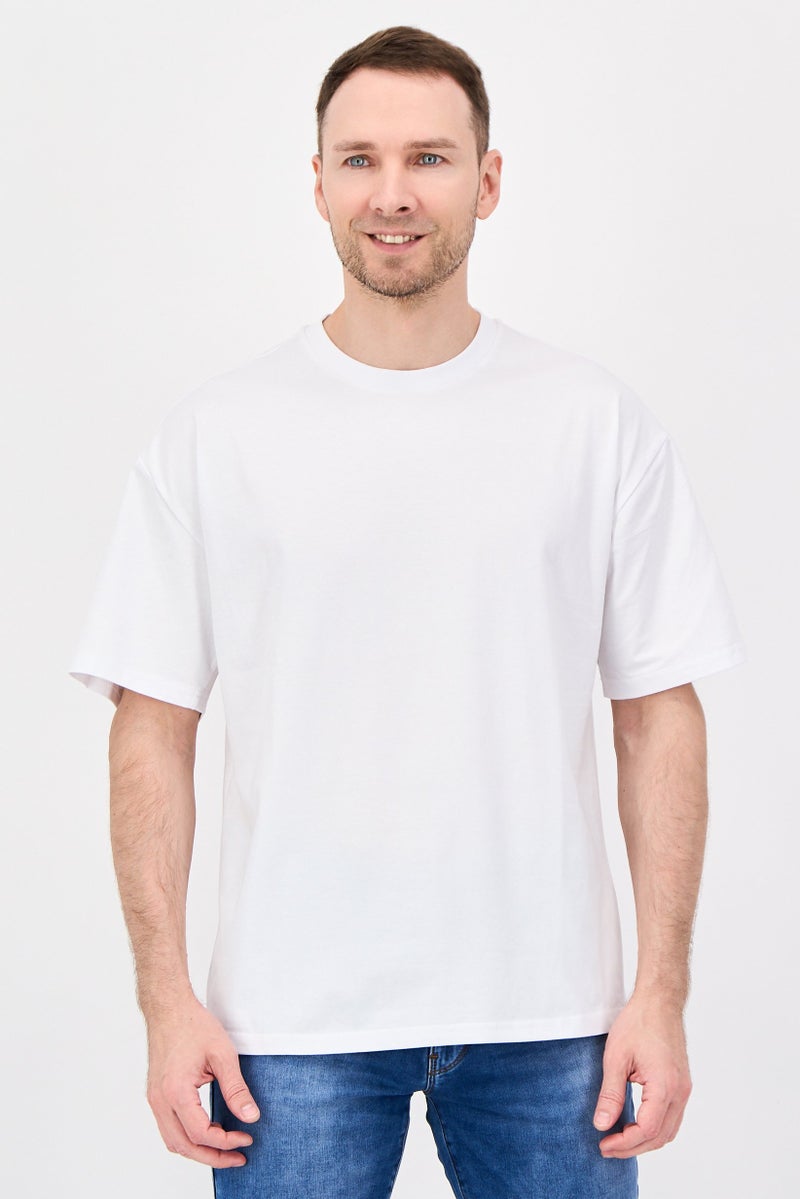 Fudo Men Crew Neck Short Sleeve Graphic Print T-Shirt, White - Image 1